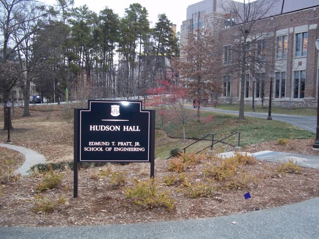 Sidewalk beside Hudson Hall Sign